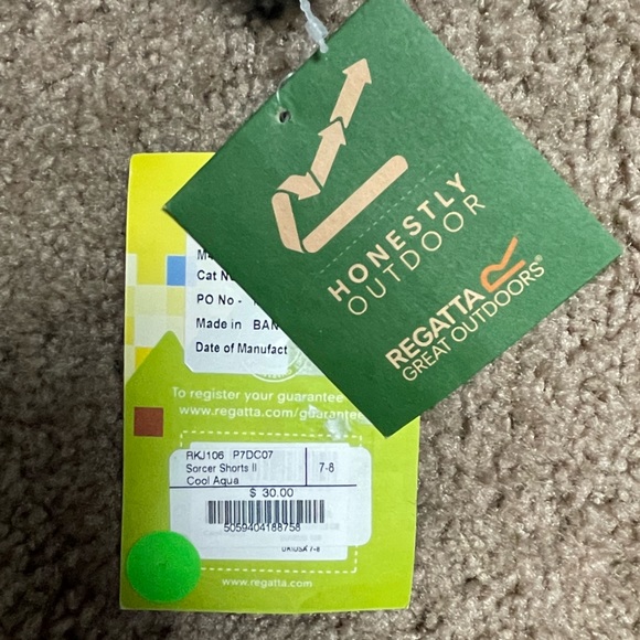 REGATTA GREAT OUTDOORS KIDS SORCER CARGO WALKING SHORTS. COOL AQUA. SIZE 7-8. - Picture 9 of 13